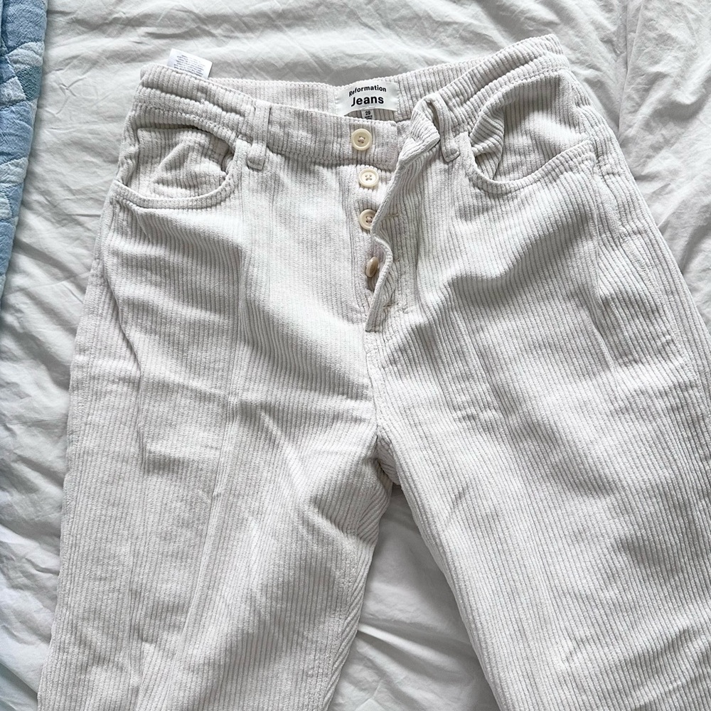 Reformation Cynthia Button Fly High Rise Straight Corduroy Pants